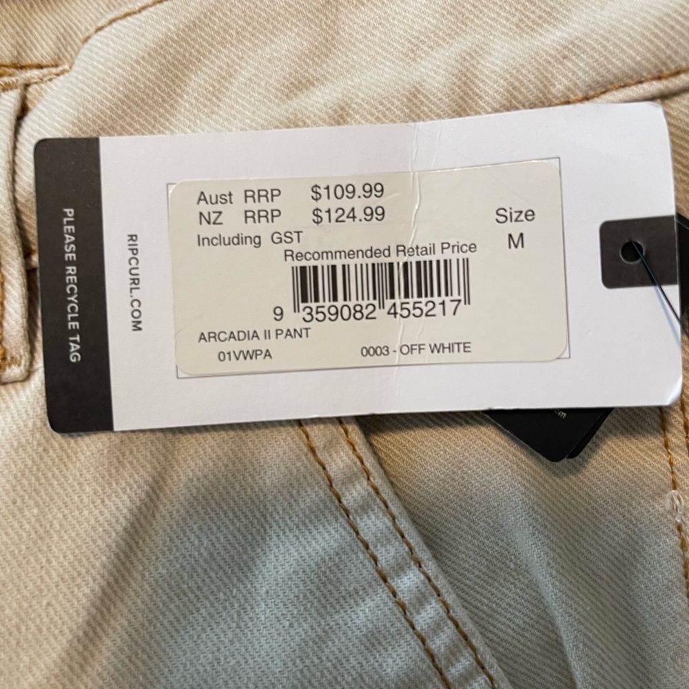 NWT Rip Curl Holiday Denim Pants in Khaki M - Picture 6 of 6